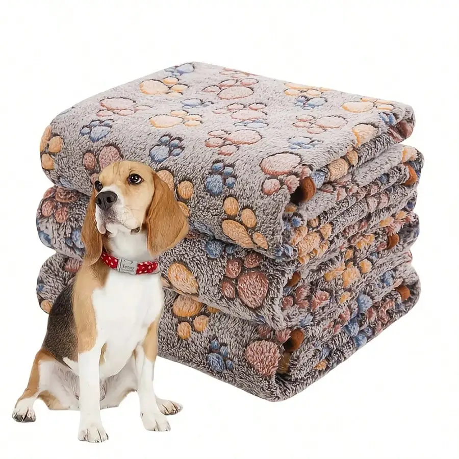 Dog Blanket Suitable For Medium-Sized And Large Dogs, 3-Pack Washable 41 X 31 Inches (Approximately 104.1 X 78.7 Cm), Plush Soft Pet Blanket Cover, Suitable For Dog Cage Beds, Cute Paw Patterns, Cat Blanket, Dog Blanket, Pet Blanket