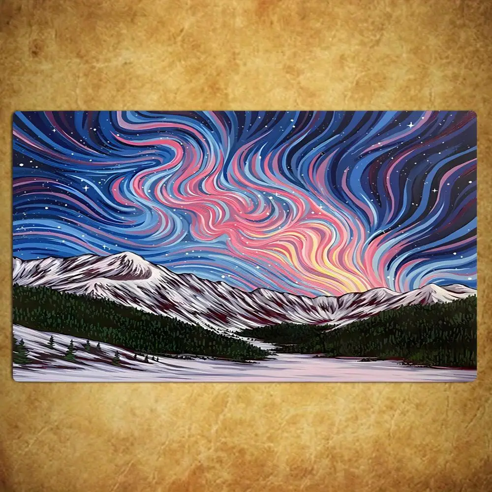 Playmat TCG Playmat Starry Night Sea Scenery Mouse Mat Anti‑Slip Durable Stitched Edge 35X60CM Desk Mat Card Game Tapete