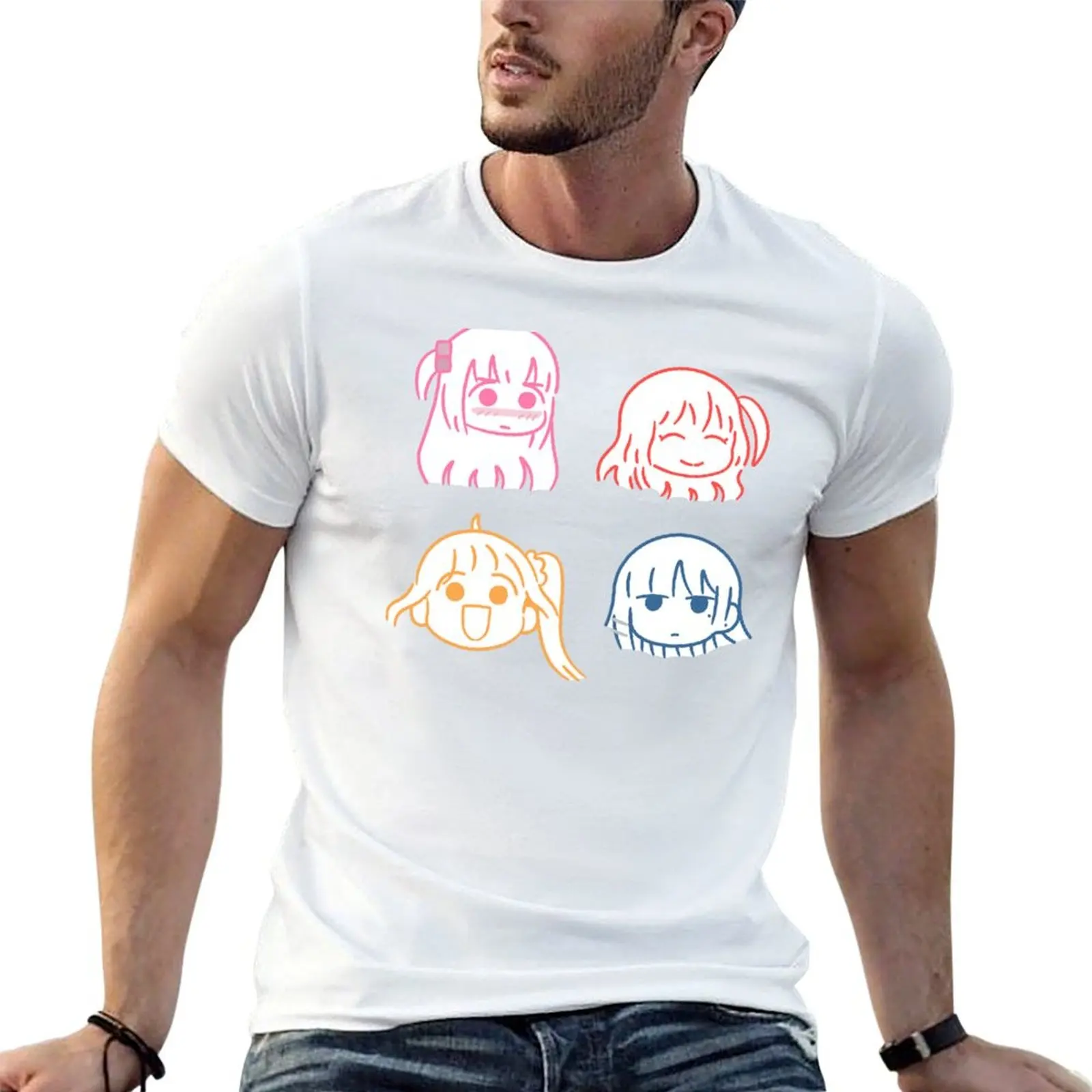 (ED Coloring) Bocchi the Rock! Camiseta Chibi Pack de corte estándar y color liso