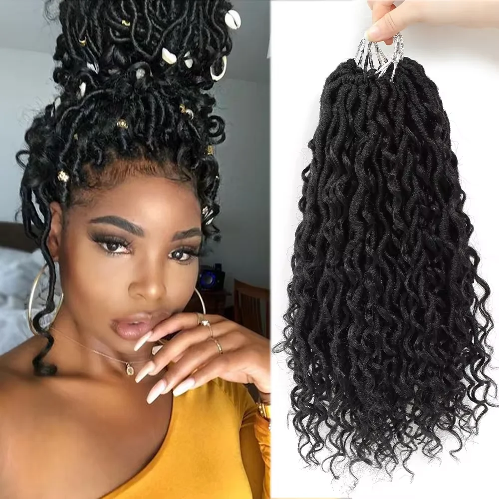 Syntetyczne warkocze szydełkowe włosy pasja Twist bogini rzeki plecionka do przedłużania włosów kolor czarny Faux Locs z kręconymi włosami X-TRESS