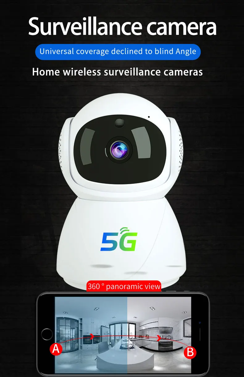 2MP 1080P 2.4G&5G Dual Band HD Wireless Intercom PTZ IP Dome Camera Full Color Night Vision Home Security CCTV Monitor