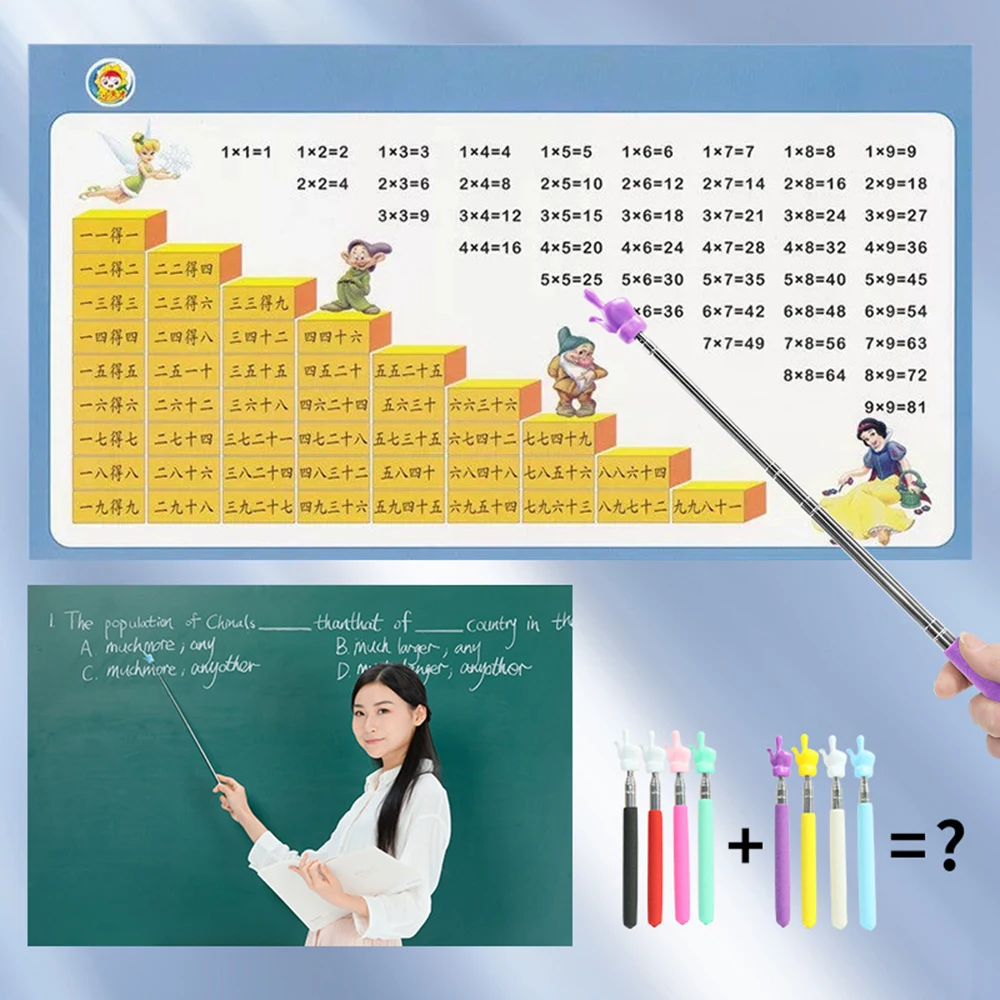 Retrátil Professor Ponteiro Finger Design StainlessSteel Telescópica Escola Ensino Ponteiro Stick Professor Suprimentos Para Sala De Aula