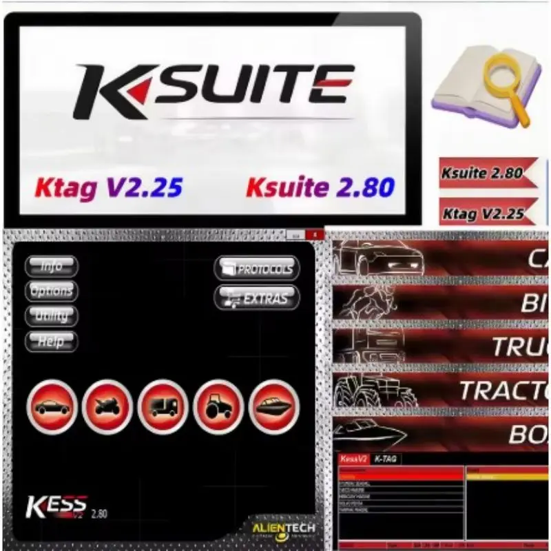 Official ECU 2025 Programming Kit: KSuite 2.80 + KTag V2.25 + KESS V2 V5.017 with RSA Autofix | OBD2 Diagnostic and Adjustment T