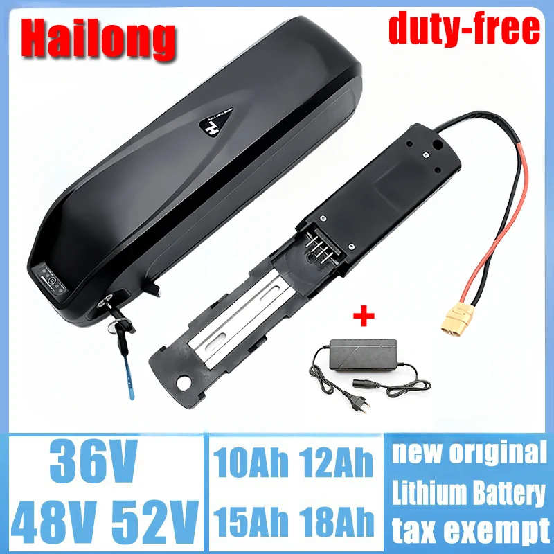 

New Hailong 36v 48v 52v 10Ah 12ah 15ah 18ah electric bicycle battery with built-in BMS 500w -1500w rechargeable battery pack