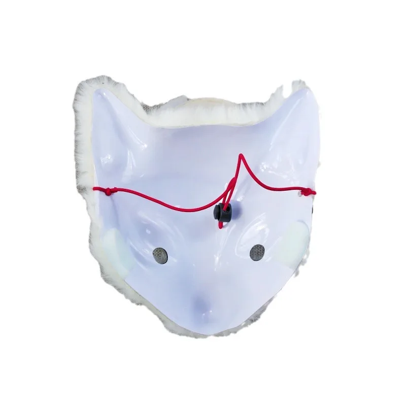 Máscara de zorro de peluche pintada a mano con personalidad de zorro de nieve, mascota bonita, juego de rol