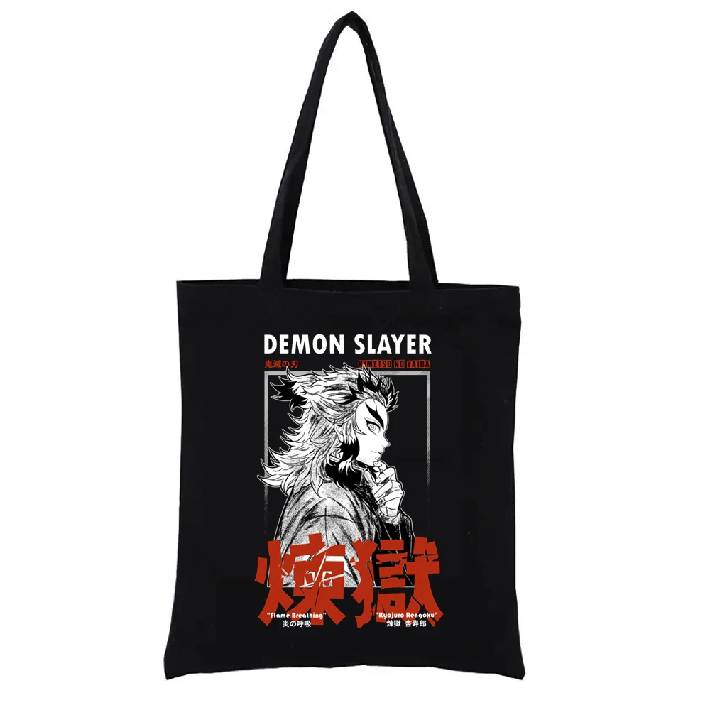 Rengoku Graphic Tote Bag Demon Slayer Print Shoppong Bags Women\'s Handbags Fashion Totebag Casual Totes Funny Shopper Shopping