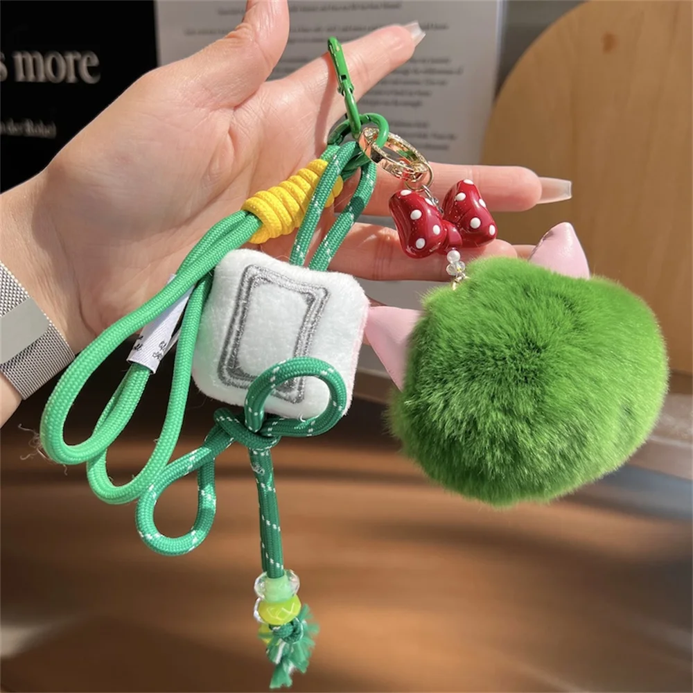 Personalized Keychain Natural Rabbit Fur Ball Key Chain Pendant Cute Kawaii Plush Keyring Creative Soft Bag Charm Car Things