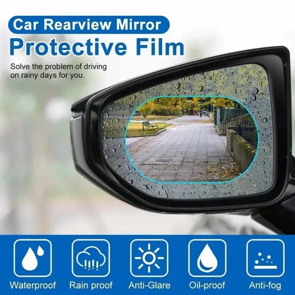 Car Rearview Mirror Protective Film Anti Fog Membrane Anti-Glare Waterproof Rainproof Car Sticker Clear Film
