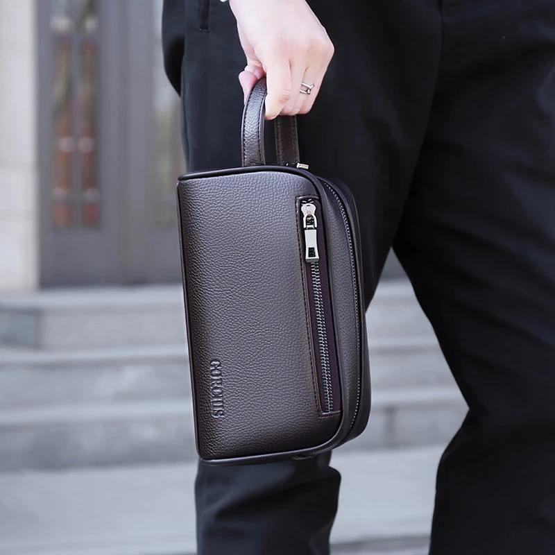 High Quality PU Men Clutch Bags Fashion Business Clutches Card Pack Phone Coin Purses Travel Anti-theft Wallet Gifts For Men