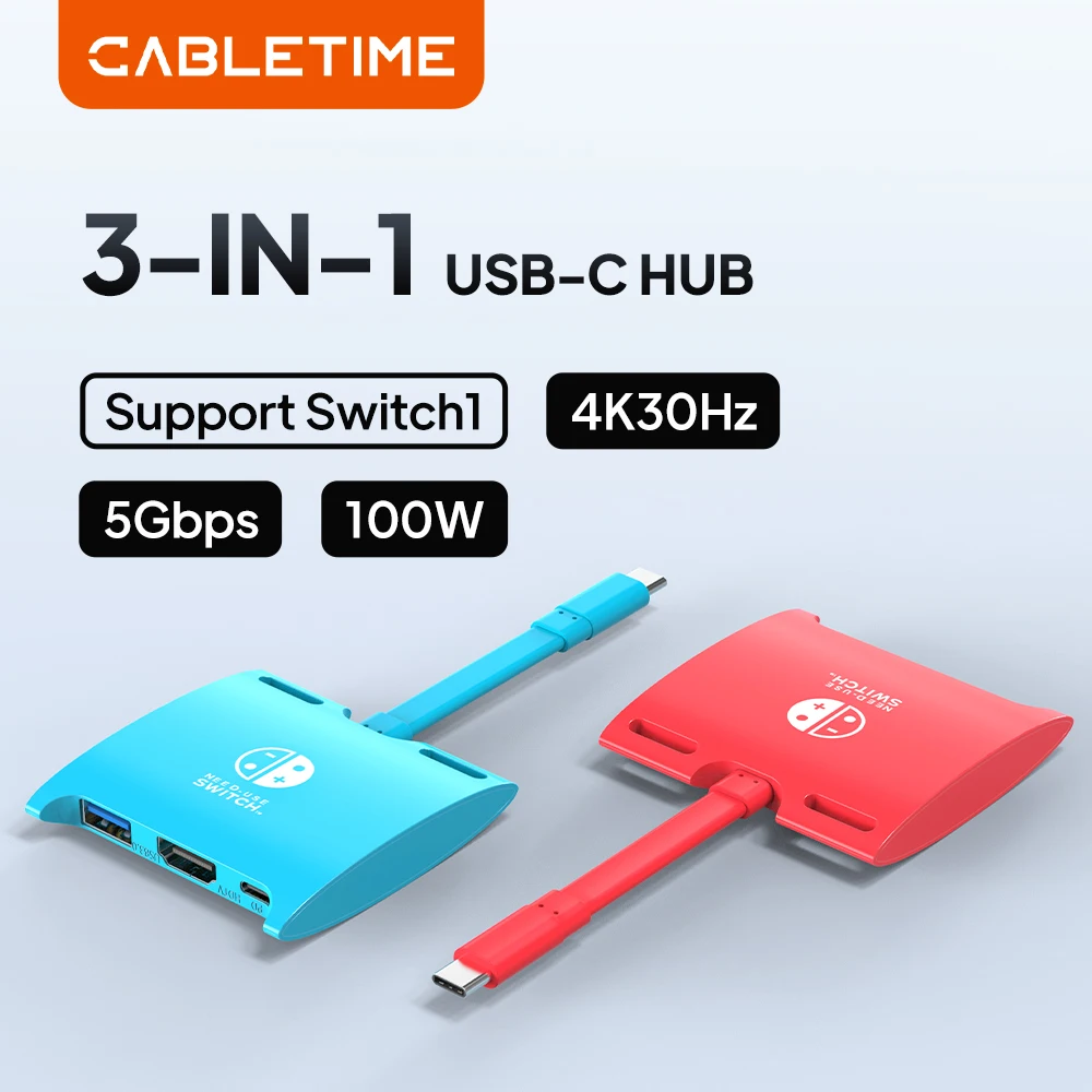 CABLETIME USB C to HDMI 4K PD Fast Charging Video Capture Card Dock for Nintendo Switch USB 3.0 Multi Docking for Laptop Dell