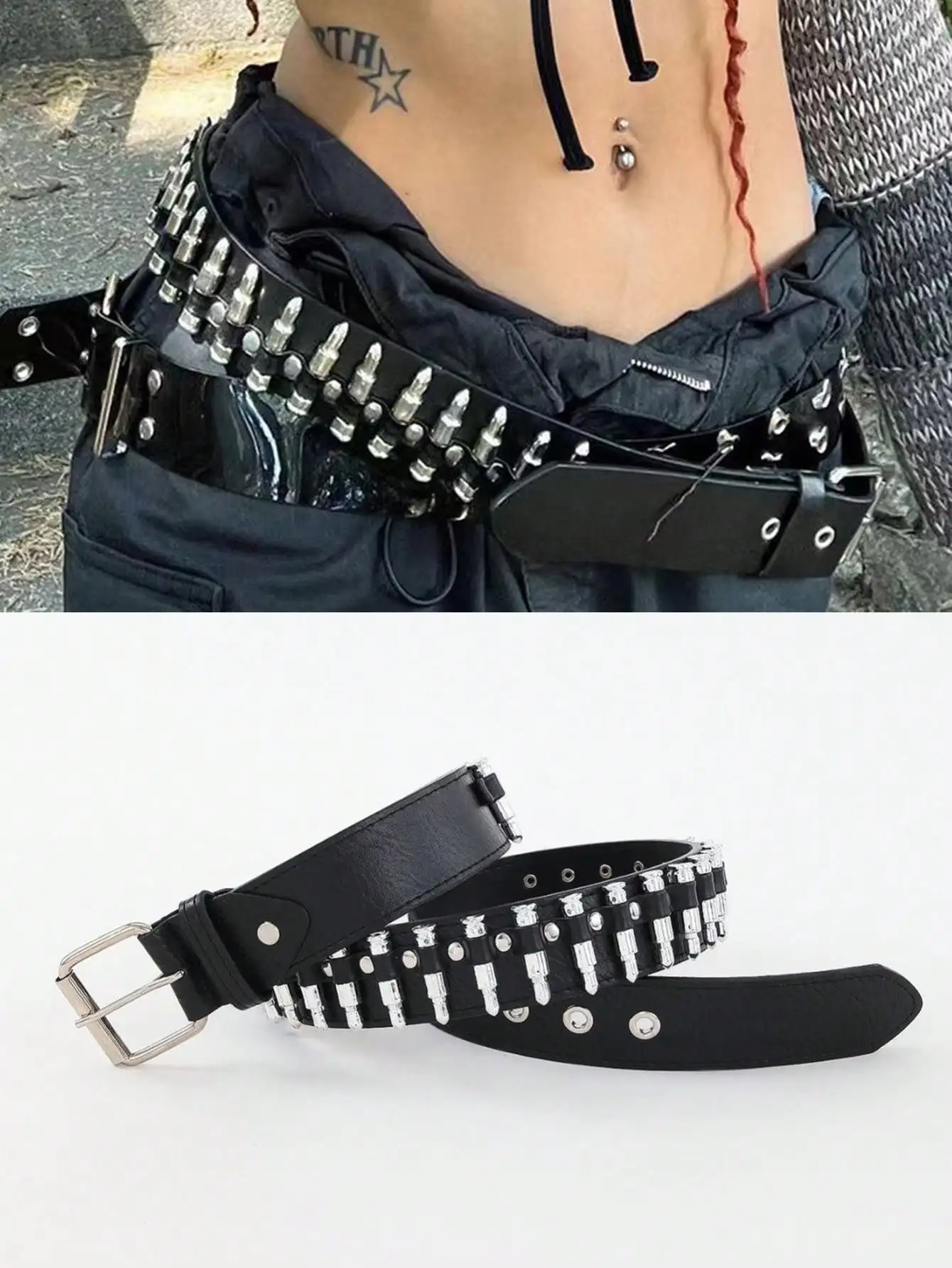 1pc Cintura in vita Rock and Roll Fibbia per Cowboy Cowgirl Rock and Roll Punk Cintura vintage Hot Girl Cintura sexy con borchie