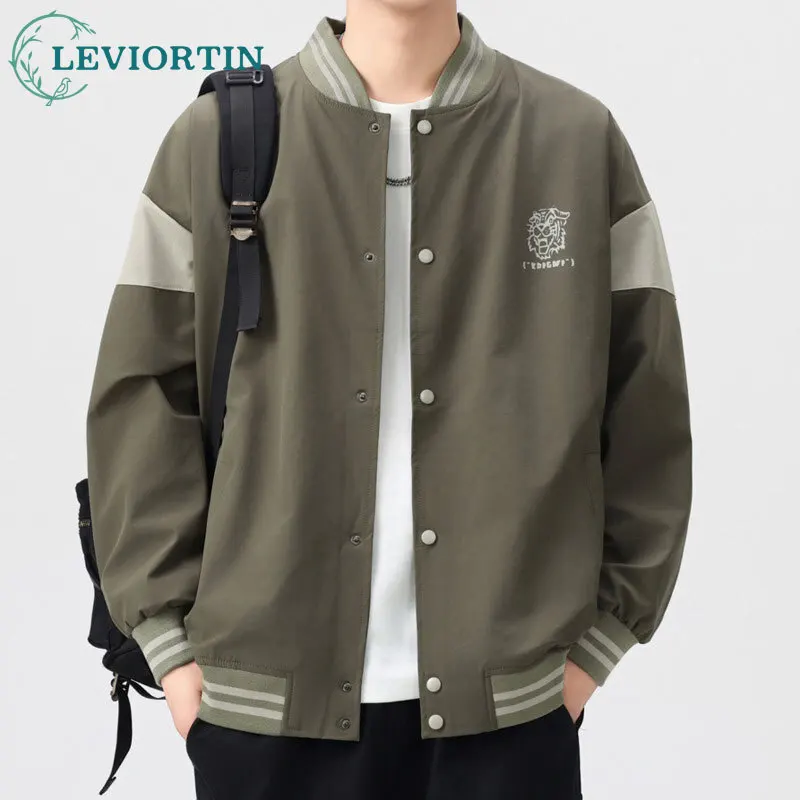 الربيع / الخريف الرجال اليابانية الرجعية كلية نمط الموضة العلامة التجارية العصرية فضفاضة ومتعددة الاستخدامات عادية مطبوعة سترة البيسبول سترة