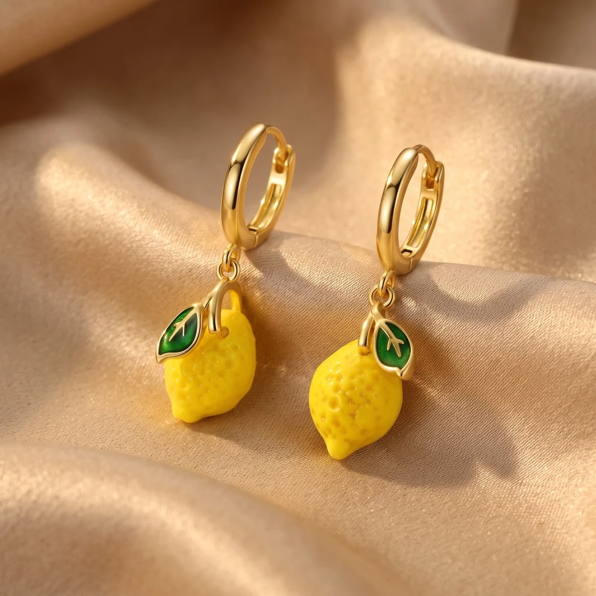 925 Sterling Silver Gold Lemon Dangle Earrings Cute Fruit Shape Women Ear Party Dating Travel Jewelry Gift Wholesale