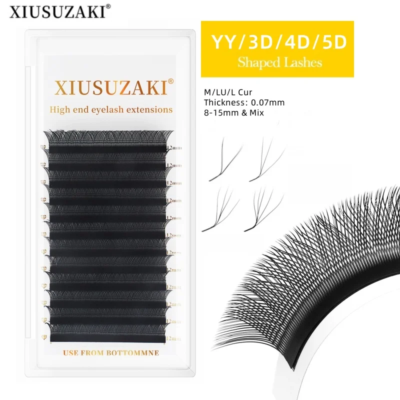 

XIUSUZAKI L/LU/M Curl YY 3D 4D 5D W Shape Eyelash Extension Hand Woven Soft Light Natural Lashes Premade Volume Fan Eyelashes