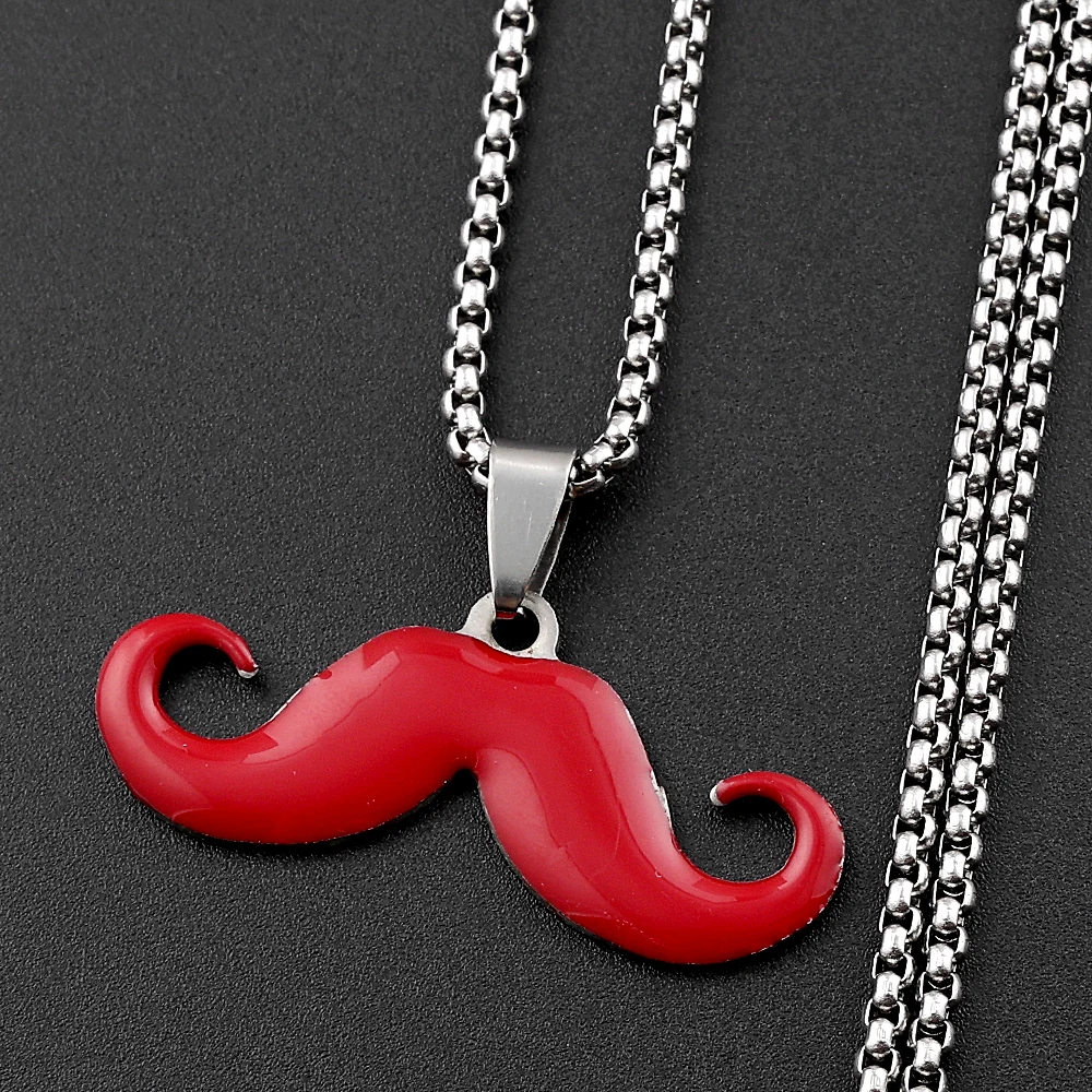 Vintage-Mode-Halskette mit langem Schnurrbart für Damen und Herren, Edelstahl, Hip-Hop-Party, verschiedene Farben, Kettenschmuck, Alltagskleidung, Geschenke – Detail 8