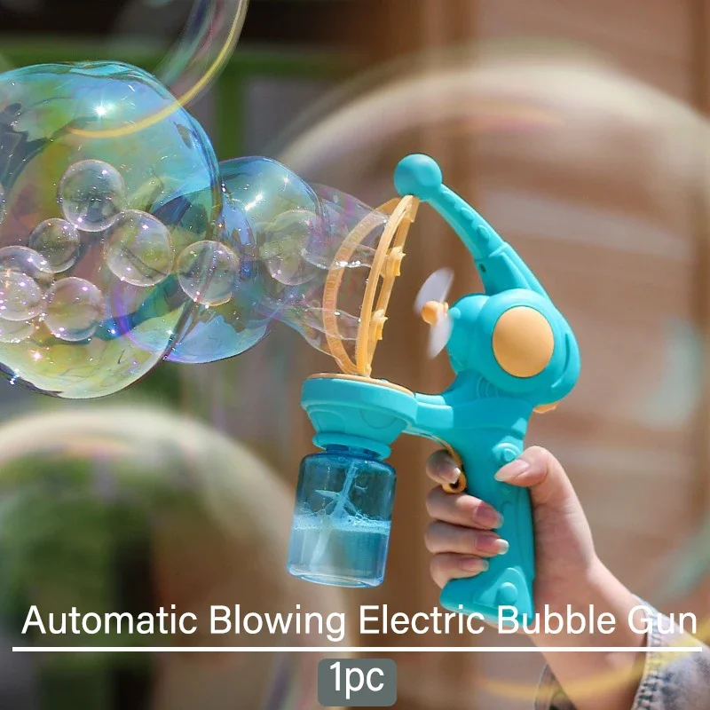 Pistola de burbujas de jabón eléctrica, juguetes para niños y niñas, máquina de burbujas totalmente automática, cohete, regalo del Día de los niños, fiesta al aire libre, diversión