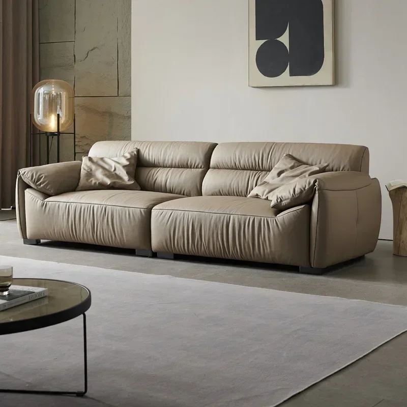 Leather sofa Italian minimalist first layer cowhide
