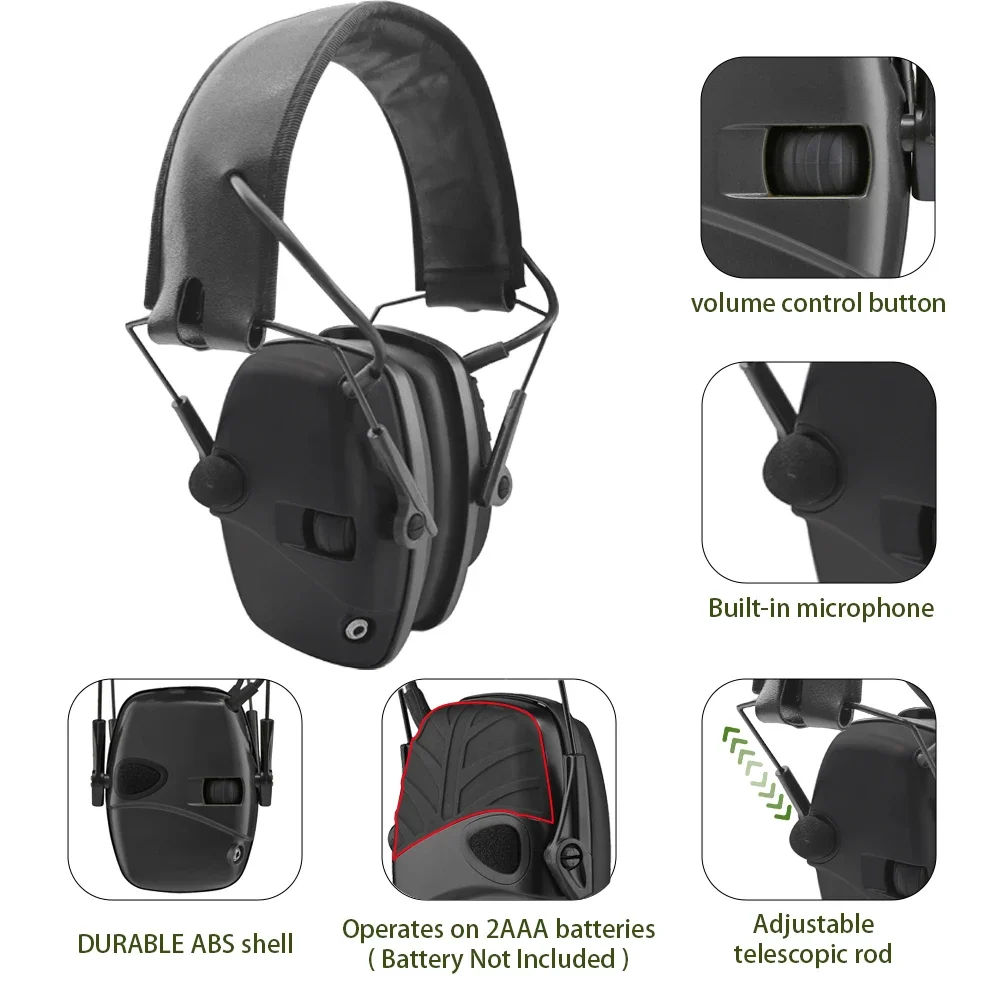 ZOHAN Electronic Shooting Earmuffs Active Headphones Anti-noise Foldable Hearing Protection Tactical Hunting Sound Amplification