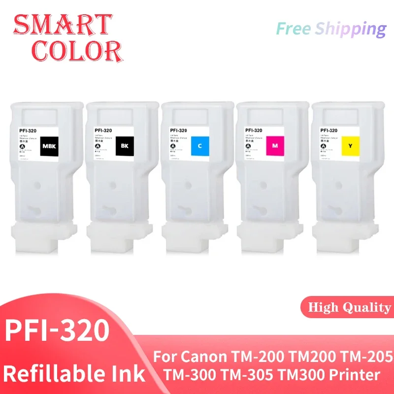 

PFI-320 PFI320 PFI 320 Многоразовый картридж для принтера Canon TM200 TM205 TM300 TM305 200 205 300 305 без чипа 300 мл