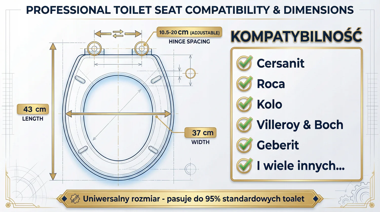SINOBATH WC-Sitz mit Soft-Close-Funktion, WC-Sitz aus Holz, universeller Toilettensitz, langlebiger, stabiler MDF-Toilettensitz, belastbar bis 190 kg, einfache Installation, Zinklegierungsscharnier, antibakteriell und leicht zu reinigen – Detail 6