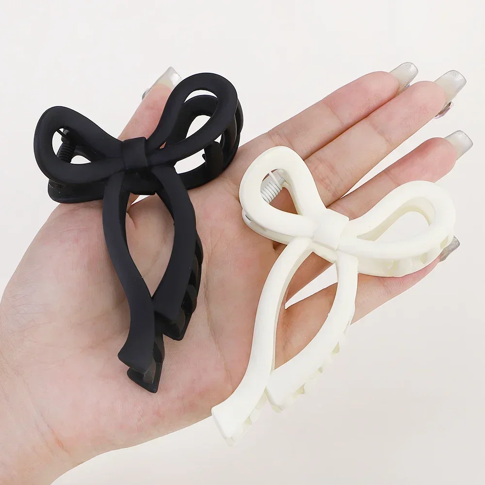 Fashion Bow Hair Clips Matte Flower Hairclaws Large Plumeria Women Hair Accessories Braided Ponytail Support Phone Line Headband