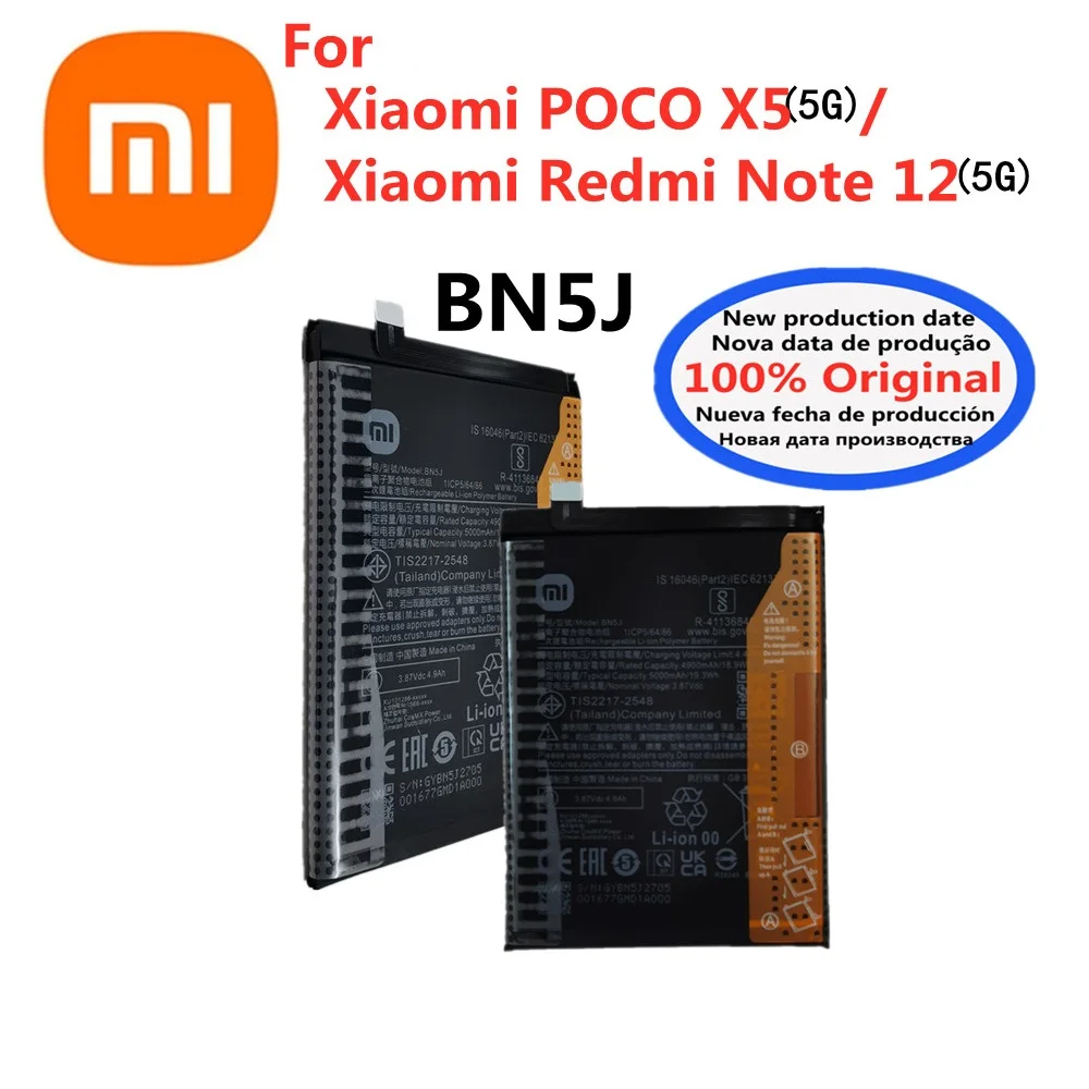 

12TPro Original Battery BN5J For Xiaomi Redmi Note 12 5G / 12T Pro / POCO X5 5G Mobile Phone Battery 5000mAh Bateria In Stock