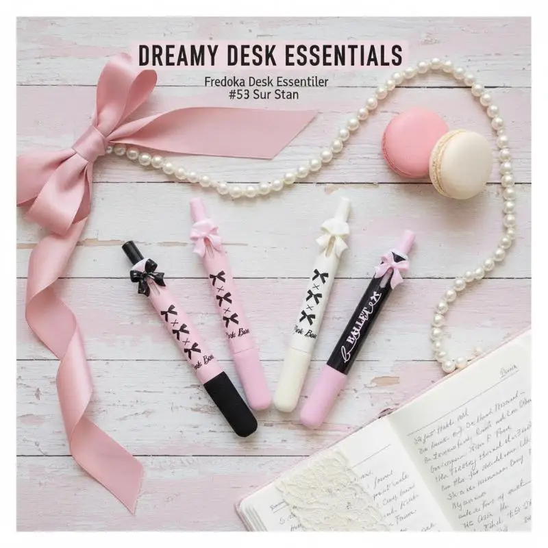 

4 Pcs Cartoon Neutral Pen Black White Bow Press Type Soft Grip 0.5mm Quick Drying ручка papelería Office Student Write Tool