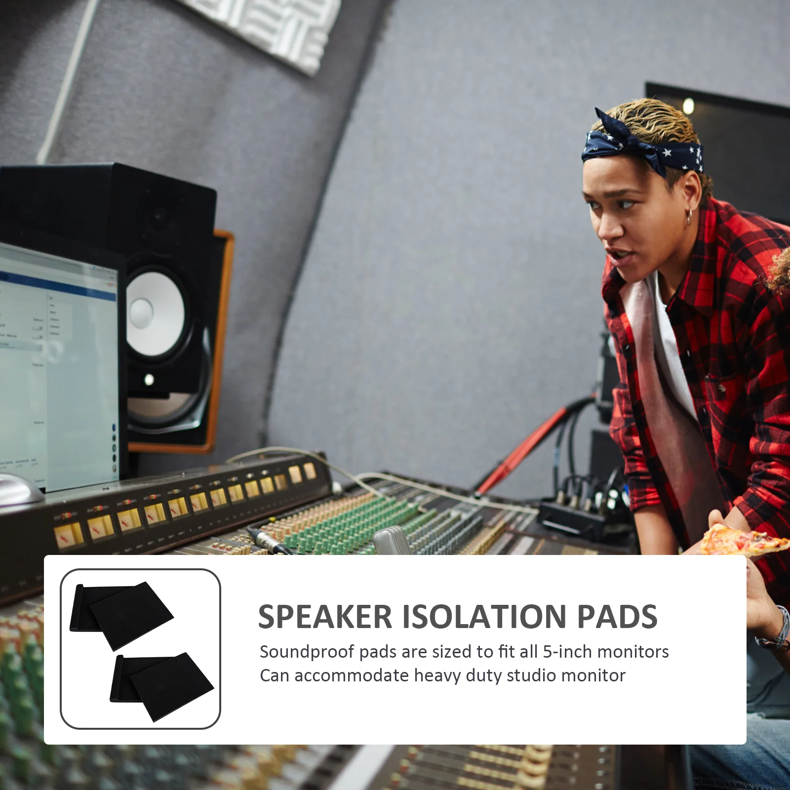 

2Pcs Speaker Acoustic Isolation Pads High-Density Sponge Soundproof Mat for Monitor Subwoofer Audio Equipment Vibration