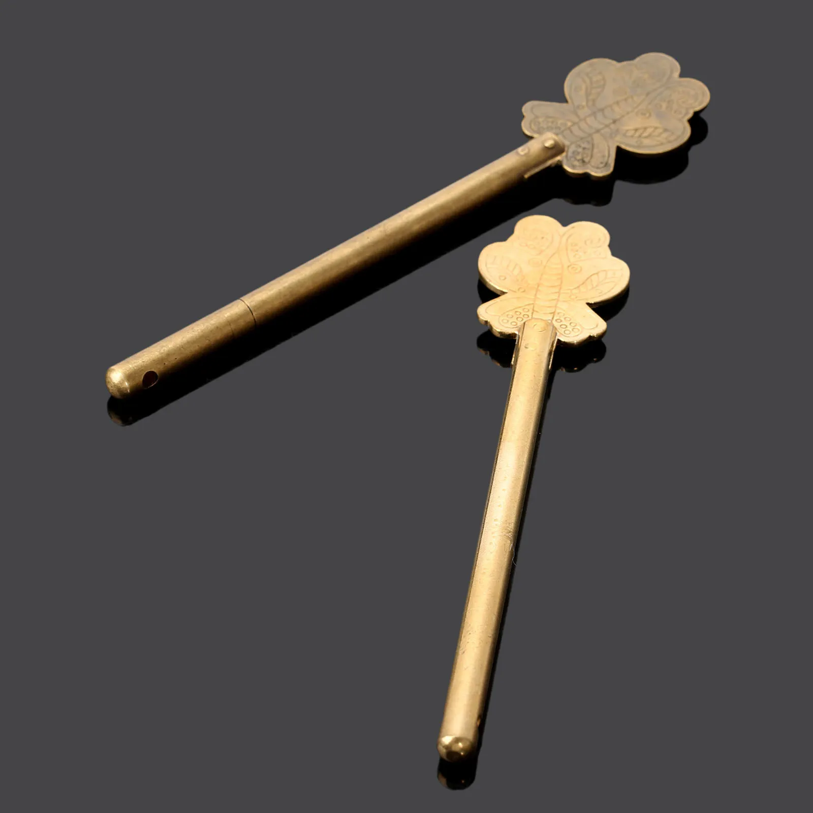 1pc真鍮中国蝶彫刻家具ハードウェア引き出し食器棚クローゼットキャビネット安全ラッチロックドアキーボルトピン118ミリメートル