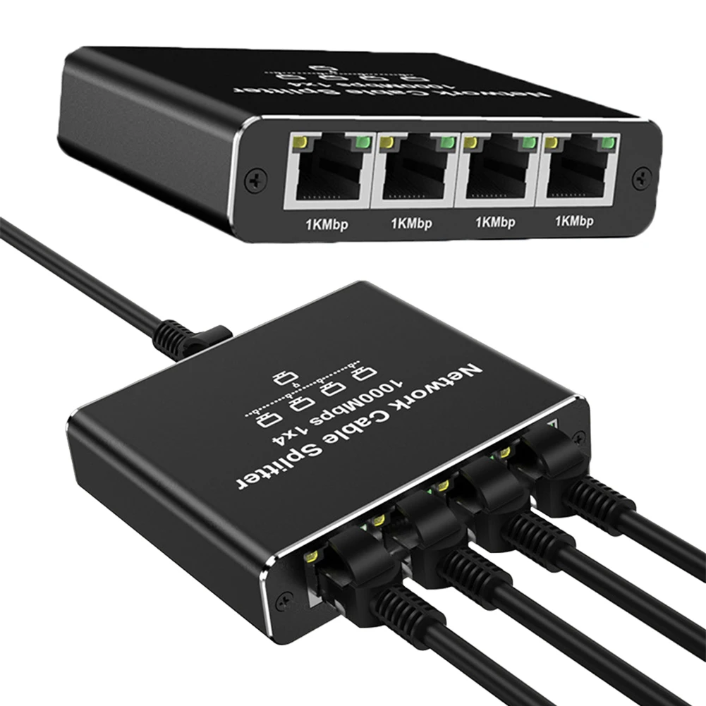 Adattatore splitter Internet da 1 a 4 con cavo di alimentazione USB 1000Mbps ad alta velocità 4 dispositivi di rete contemporaneamente per cavo Cat6/7/8