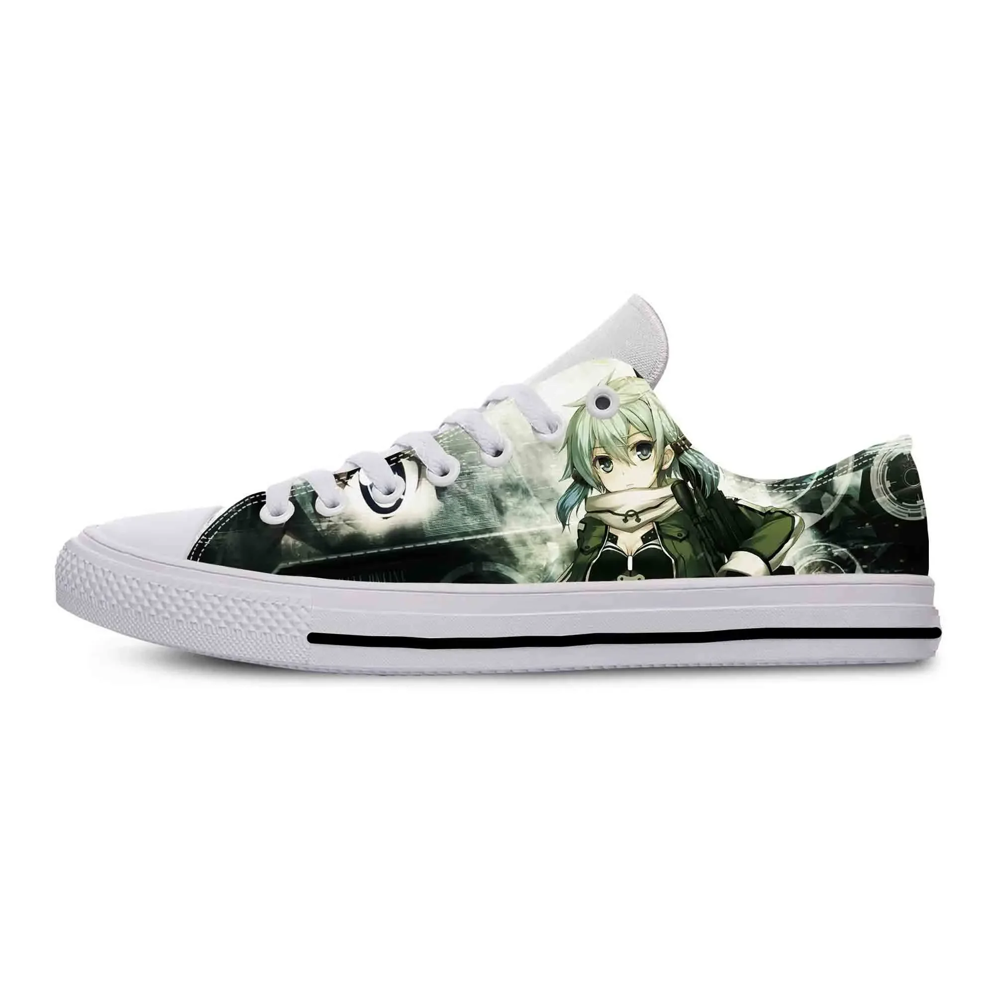 Anime dibujos animados Manga Sinon Asada Sword Art Online zapatos casuales transpirables bajos ligeros zapatos de tablero caliente hombres mujeres zapatillas de deporte