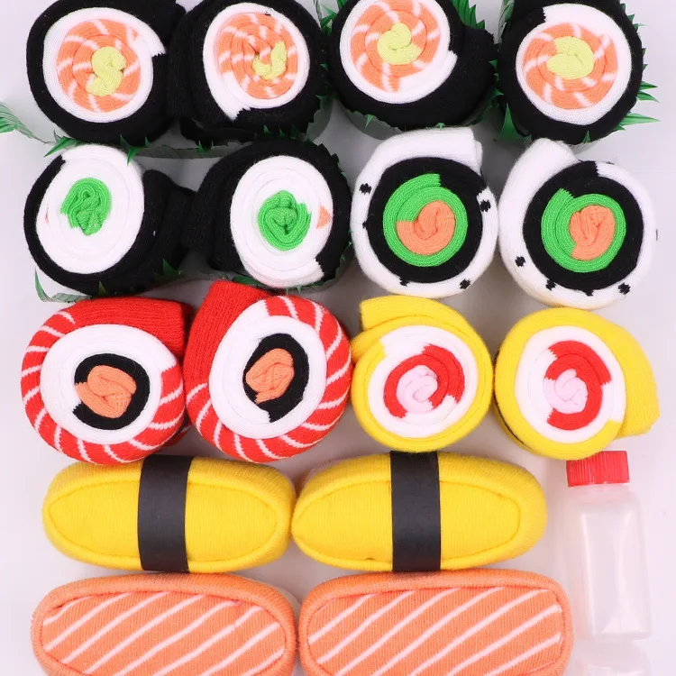 Men And Women Creative Gourmet Sushi Cotton Socks Fashion Cartoon Wild Basketball Socks Sports Socks Gift Box Packaging Gift