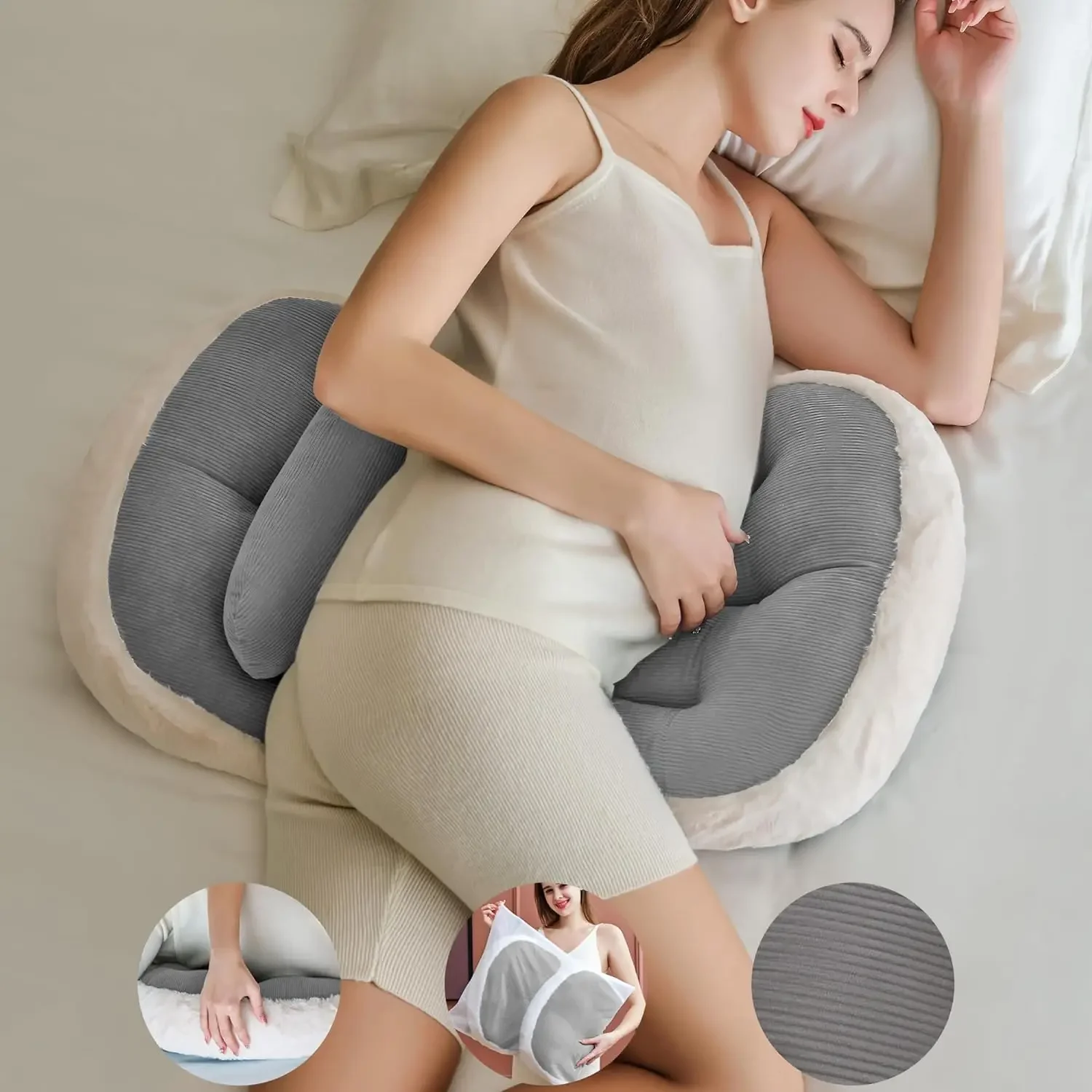 Maternity Sleep Pillow Comfort Faux fur Luxury maternity pillow for hip pain relief