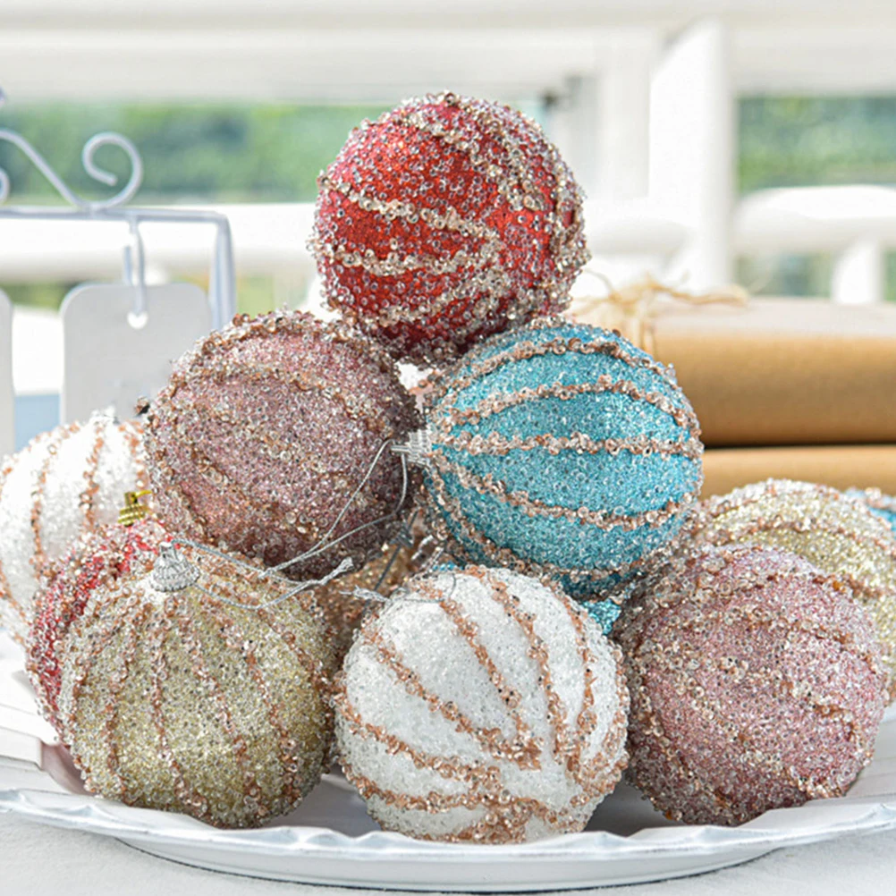 

5pcs Christmas Tree Ornaments Colored Balls Decorative Hanging Foam Xmas Party Holiday Pendant Christmas Decorations
