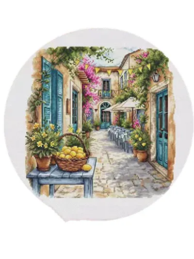 

Набор для вышивания крестиком «Уличный пейзаж с цветами», 16CT 14CT, без нанесенного рисунка, для рукоделия, декора дома