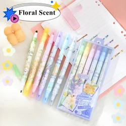 Set of 6 Colors Dual-Tip Scented Highlighter Pens for Student Note-taking Artistic Drawing DIY Journal Quick-Drying Markers