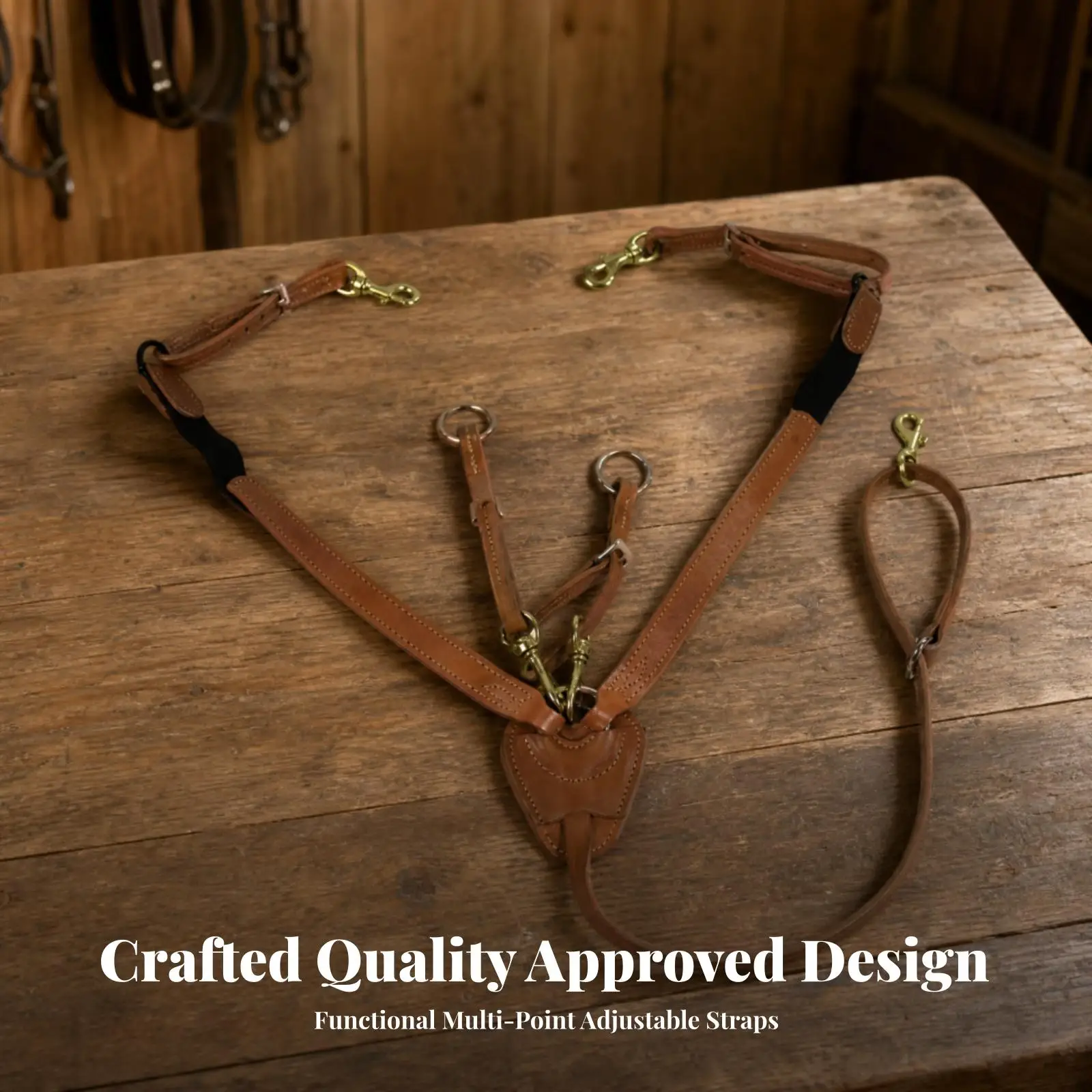 Horse Breast Strap Top Grain Leather for Daily Schooling with Slip Resistant Abrasion Proof Design