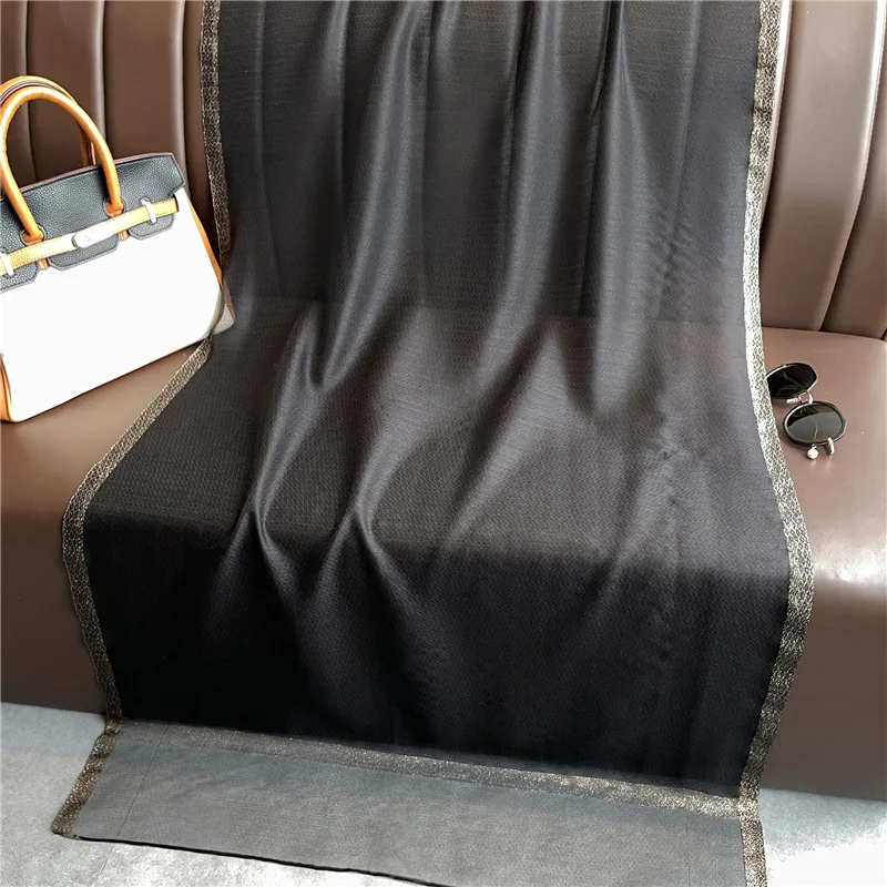 Modischer Luxus Einfarbiger Langer Seidenschal für Damen Weicher Glatter Schal Kopftuch Hijab Outdoor-Schal Langer Umhang Strandtuch – Detail 28