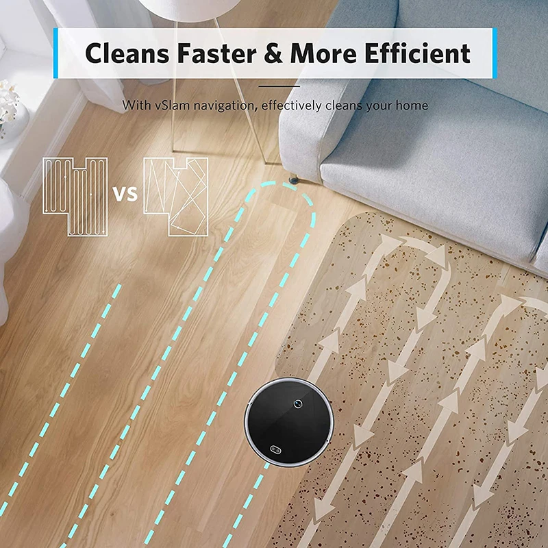 PUREROBO F8S Robot Vacuum Cleaner Smart Mopping Superb VSLAM+Gyroscope Navigation Sweep and Wet Mopping Floors&Carpet Auto-Clean