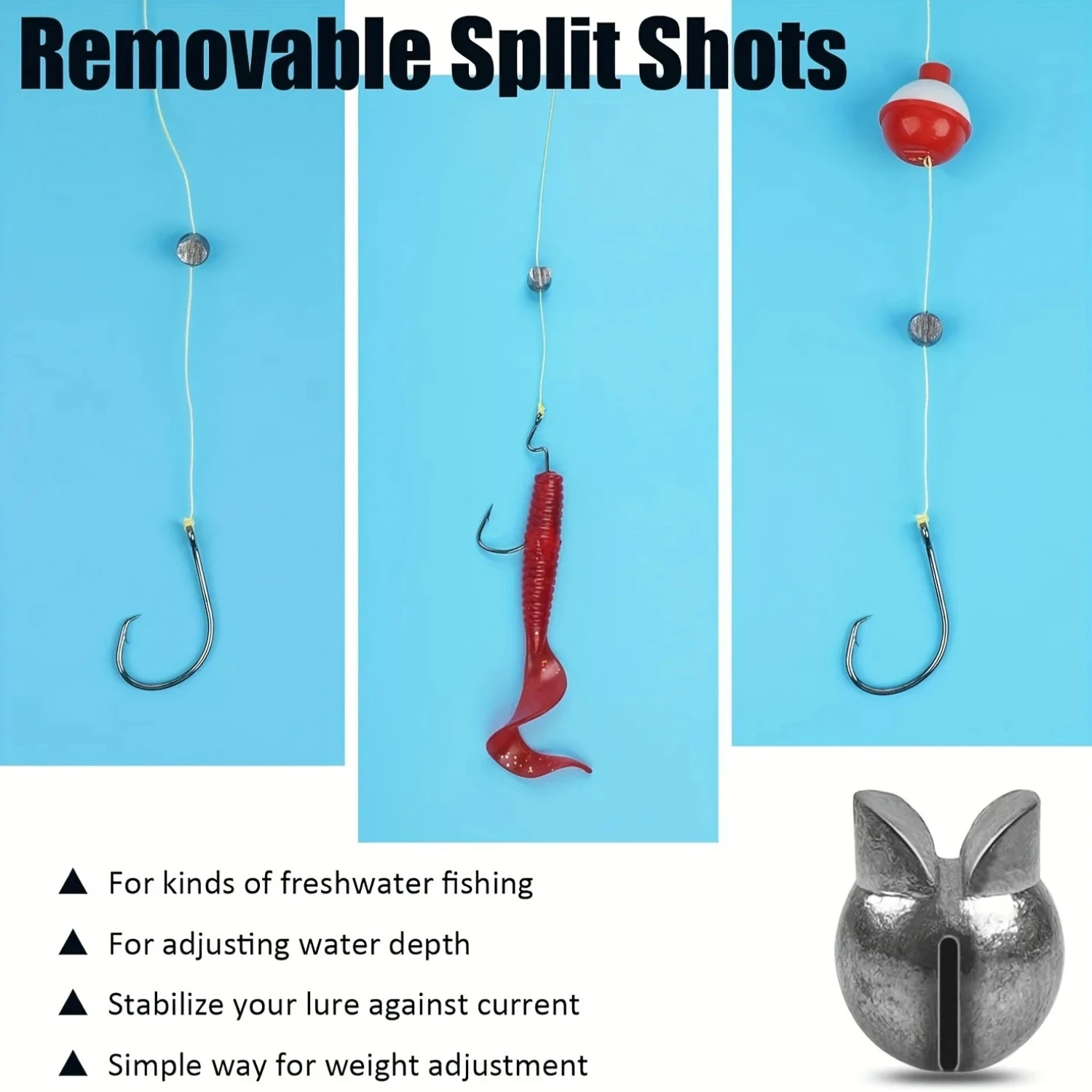 100pcs/box Fishing Weights Kit Premium Split Shot Sinkers with 5 Versatile Sizes Round Removable Design Perfect for Freshwater