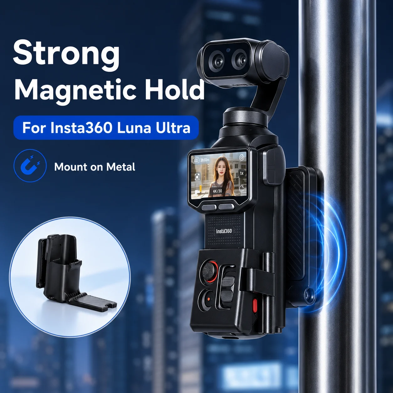Magnetic Back Plate Holder for Insta360 Luna Ultra Quick Release Expansion Bracket Foldable Desktop Stand Camera Accessory