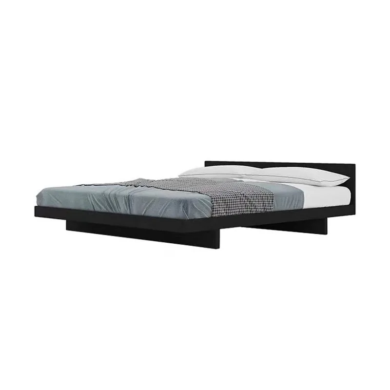 North American Black Walnut Japanese Log Second Bedroom Double Short Bed, Full Solid Wood Bed Oak Tatami Nordic