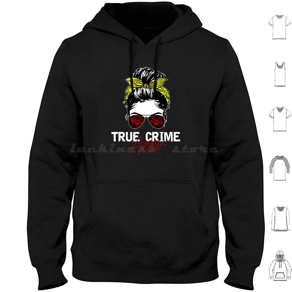 

True Crime Addict Messy Bun Hoodies Long Sleeve True Crime Addict True Crime Addict True Crime Addict Design True Crime