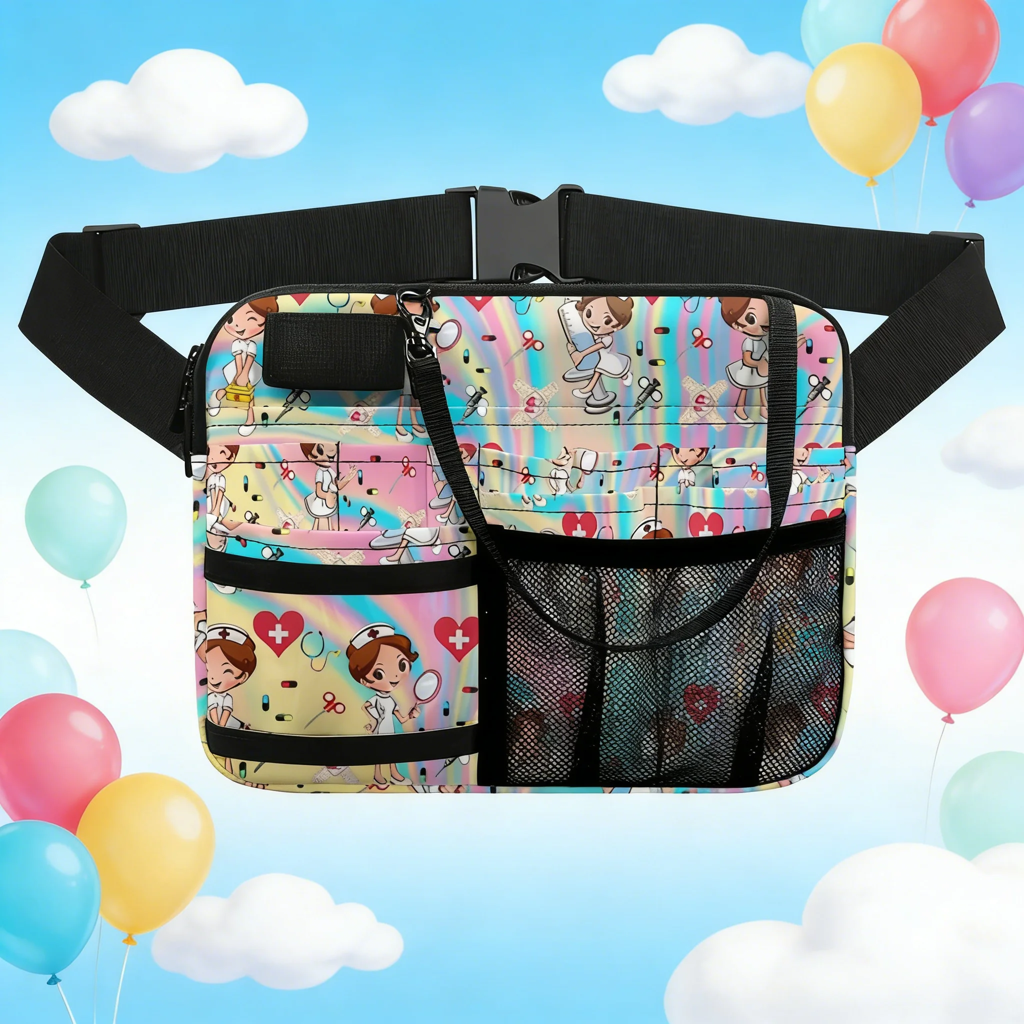 

Christmas Print Nurse Fanny Pack Festive Medical Waist Bag for Gift