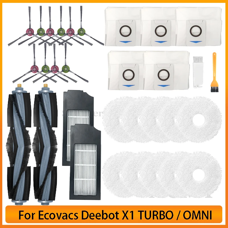 

For Ecovacs Deebot X1 TURBO / OMNI Main / Side Brush HEPA Filter Mop Pad Dust Box Dust Bag Mop Rag Stents Universal Wheel Parts