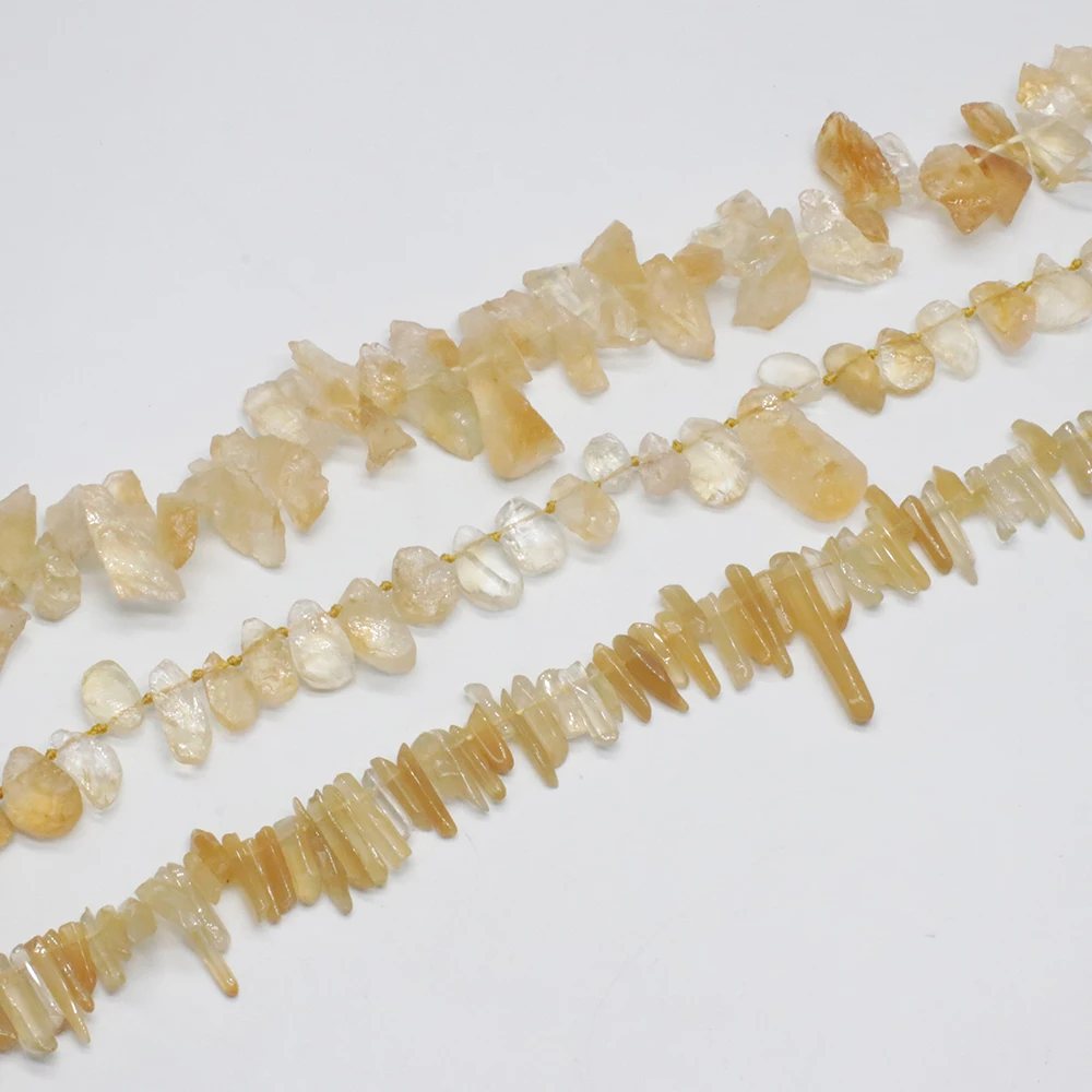 Gains Natural Yellow Citrine Raw Strand Necklace Jewlery Fitting Accessories Free Shipping