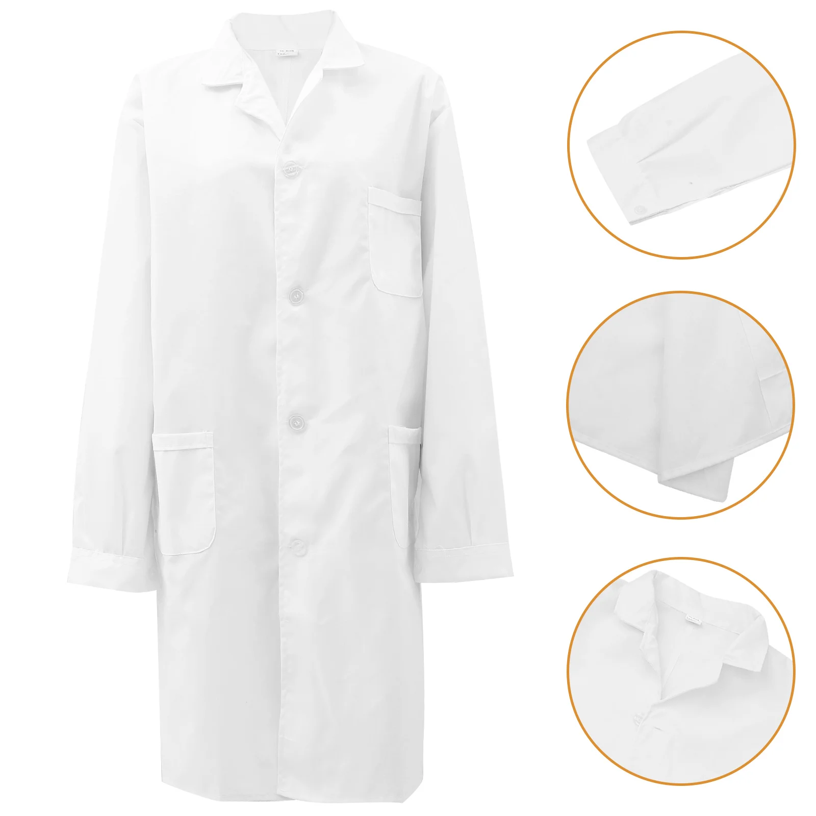 

White Lab Coat Long Sleeve Doctor Costume Laboratory Clothes for Men Cotton Material Health Uniform
