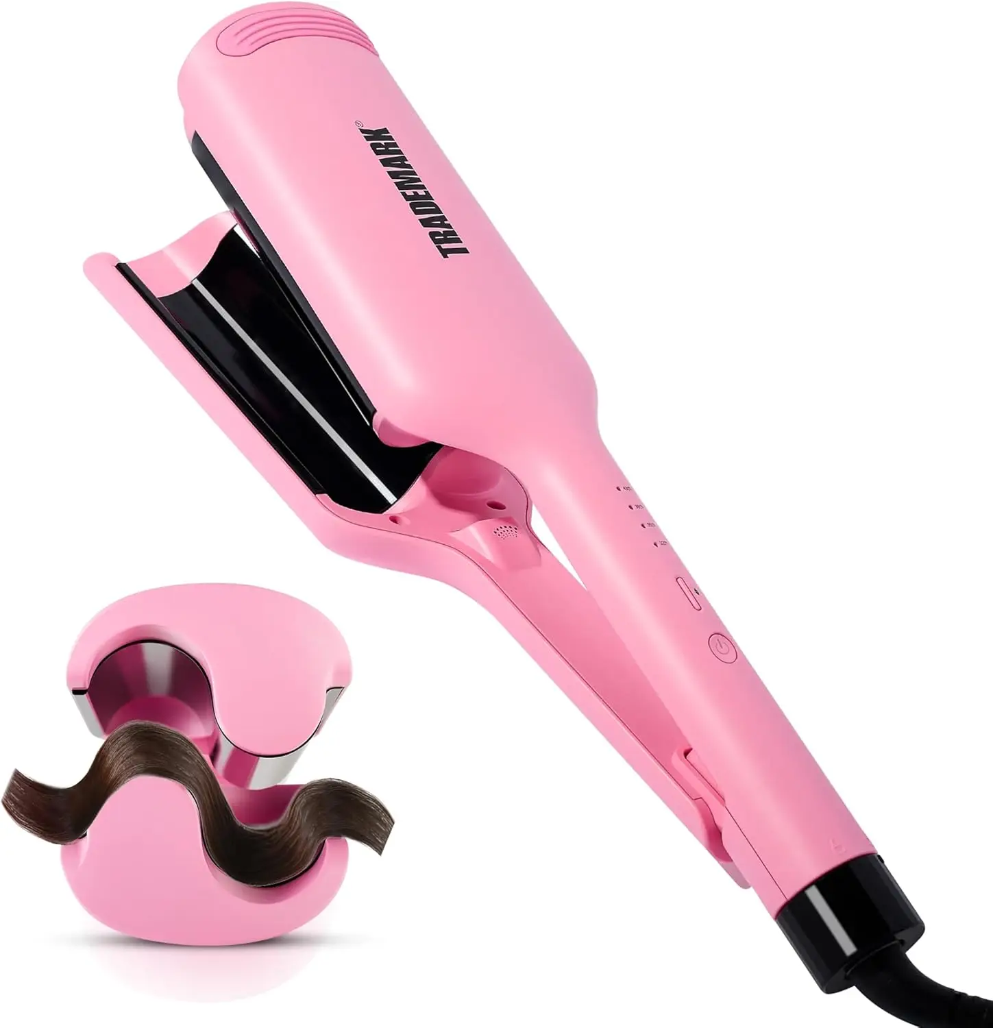 

Double Barrel Hair Waver - 1.25" Ceramic Curling Iron with Adjustable Temperature for Beach Waves, Pink