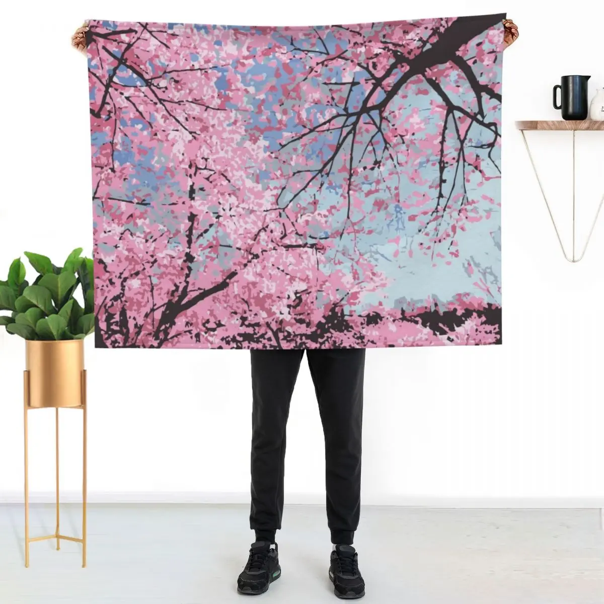 

Cherry Blossoms Throw Blanket Lightweight Warm Blanket for Travel Camping