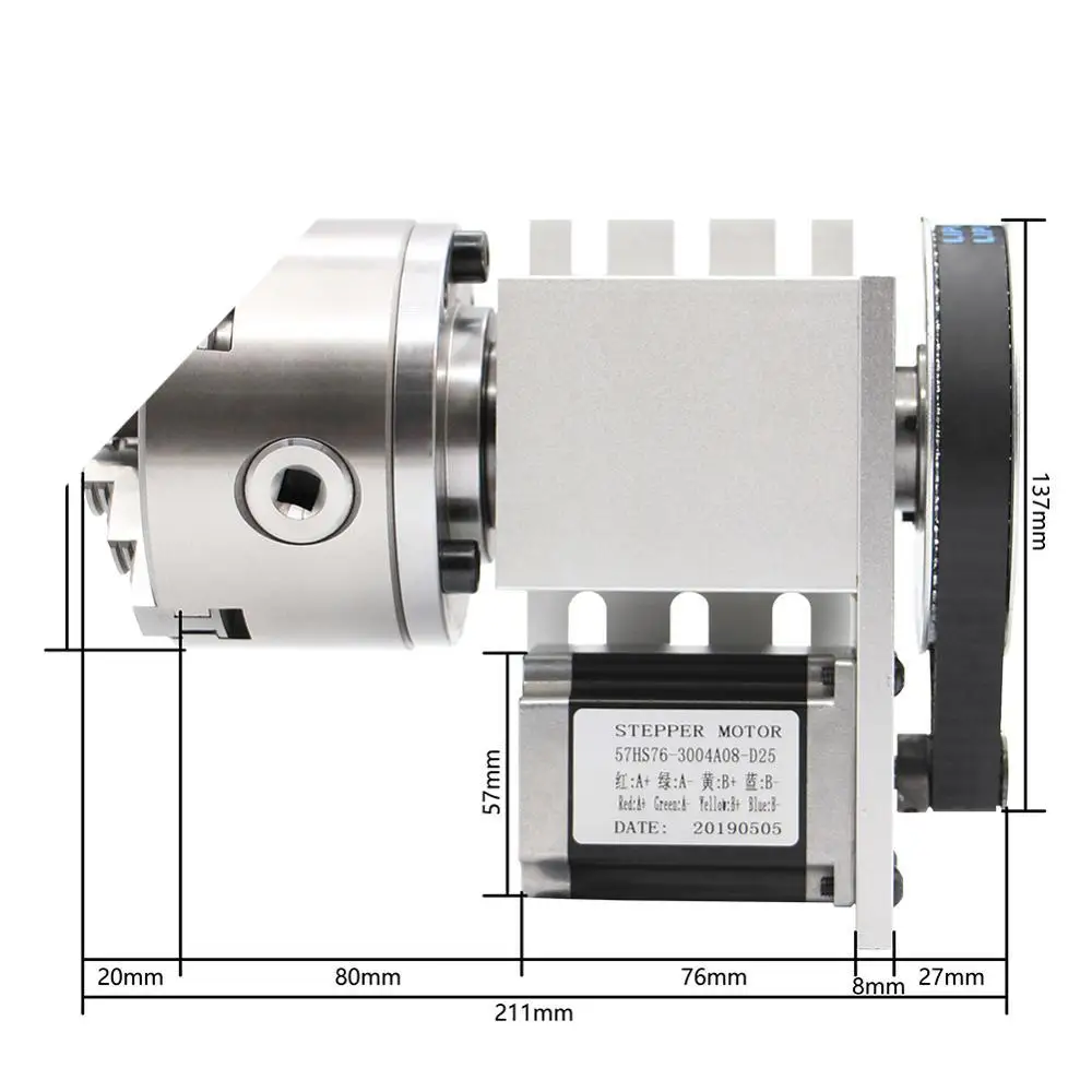 4 Jaw 100mm  4th Axis+Tailstock CNC dividing head Rotation Axis/ A axis kit  for Mini CNC router/engraver wood working engraving